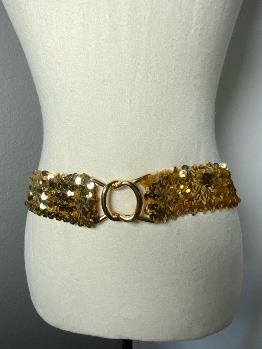 Y2K Gold Sequin Stretch Belt